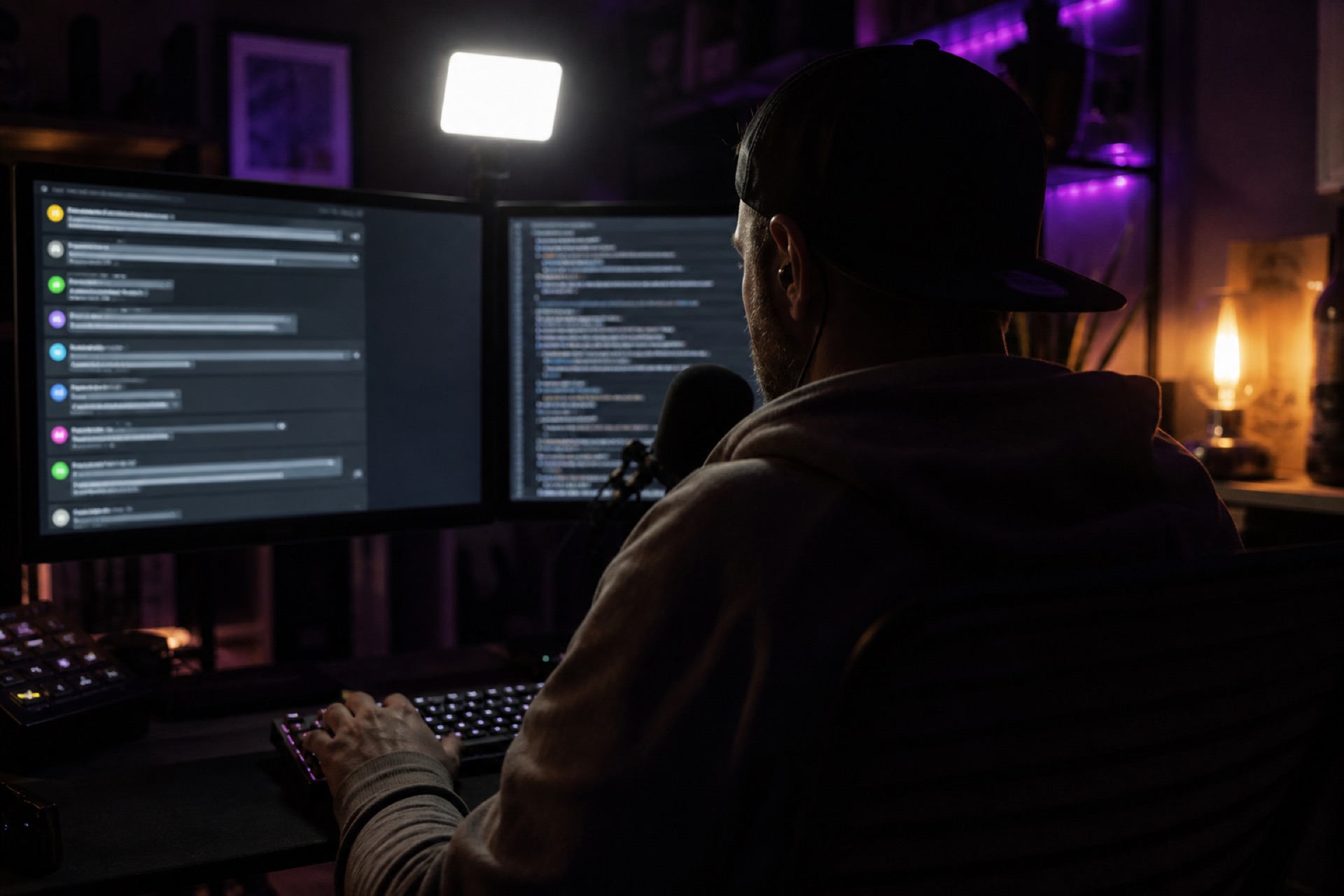 Hands on a keyboard, live to camera.